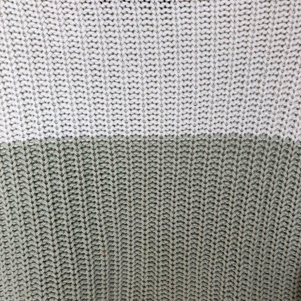 Chunky Knit Color Block Green Turtleneck Size M - image 2